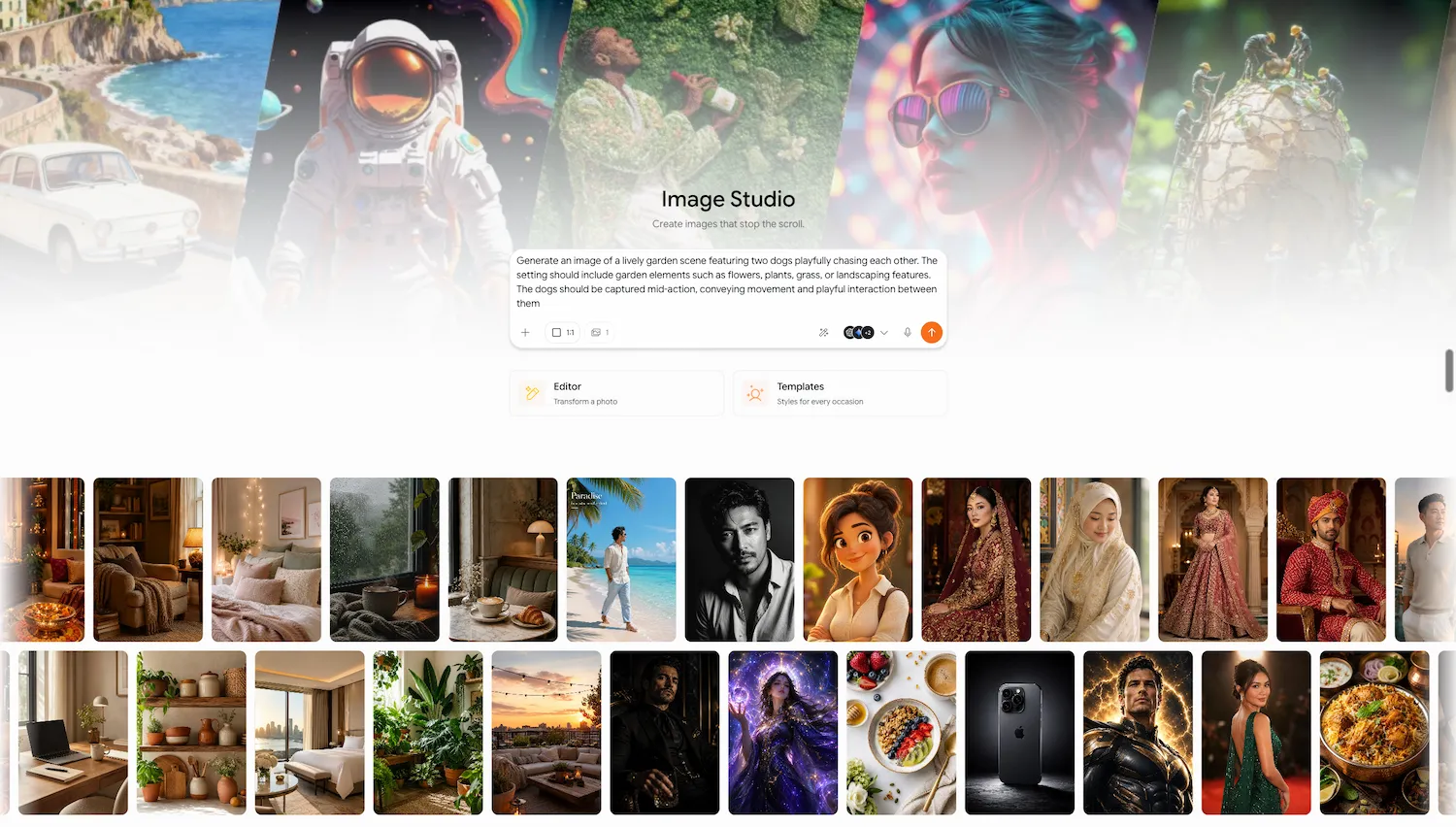 AI Fiesta Image Studio screen with generated artwork