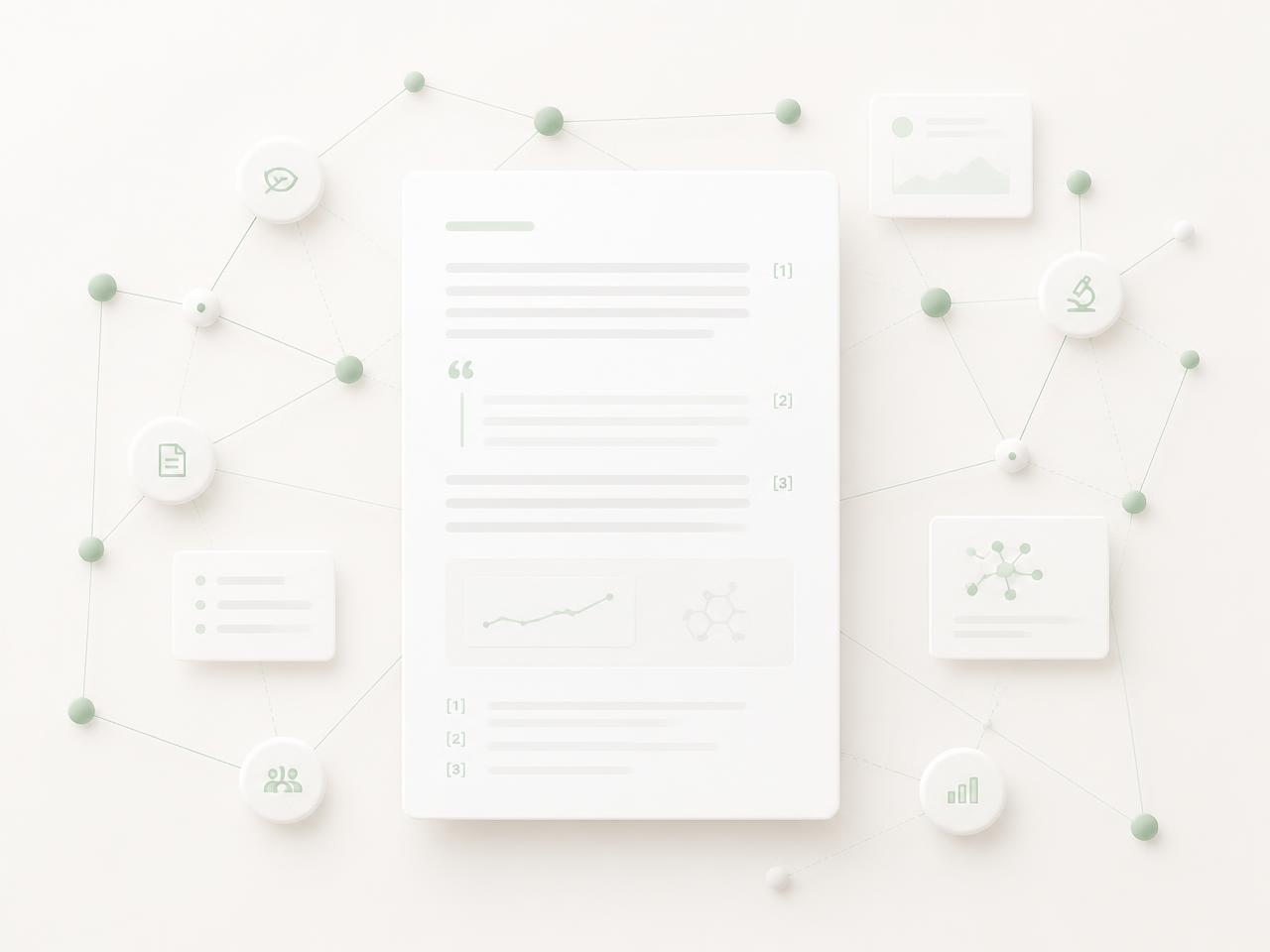 Research report surrounded by a light knowledge graph